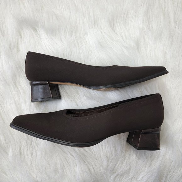 Stuart Weitzman Dark Brown Square-Toe Flats - Picture 2 of 10